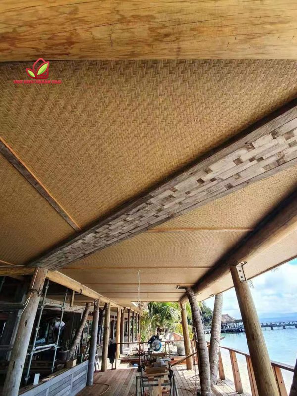 Real project using artificial bamboo matting for construction